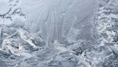 A close-up of frosty ice